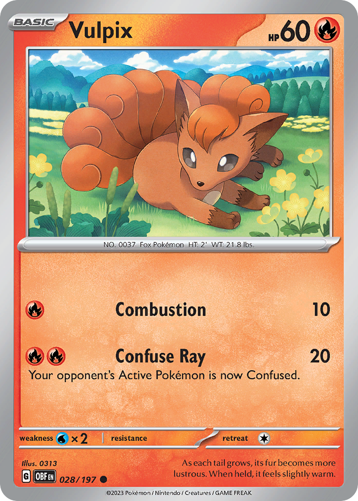 Vulpix - 028/197 - Obsidian Flames (Reverse Holo)