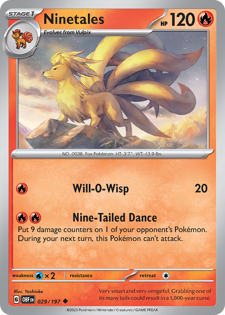 Ninetales - 029/197 - Obsidian Flames (Reverse Holo)