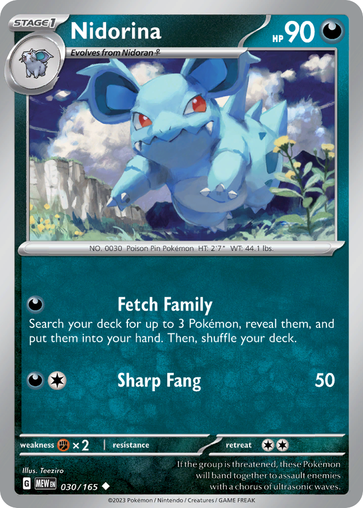 Nidorina - 030/165 -SV: Scarlet & Violet 151 (MEW) (Reverse Holo)