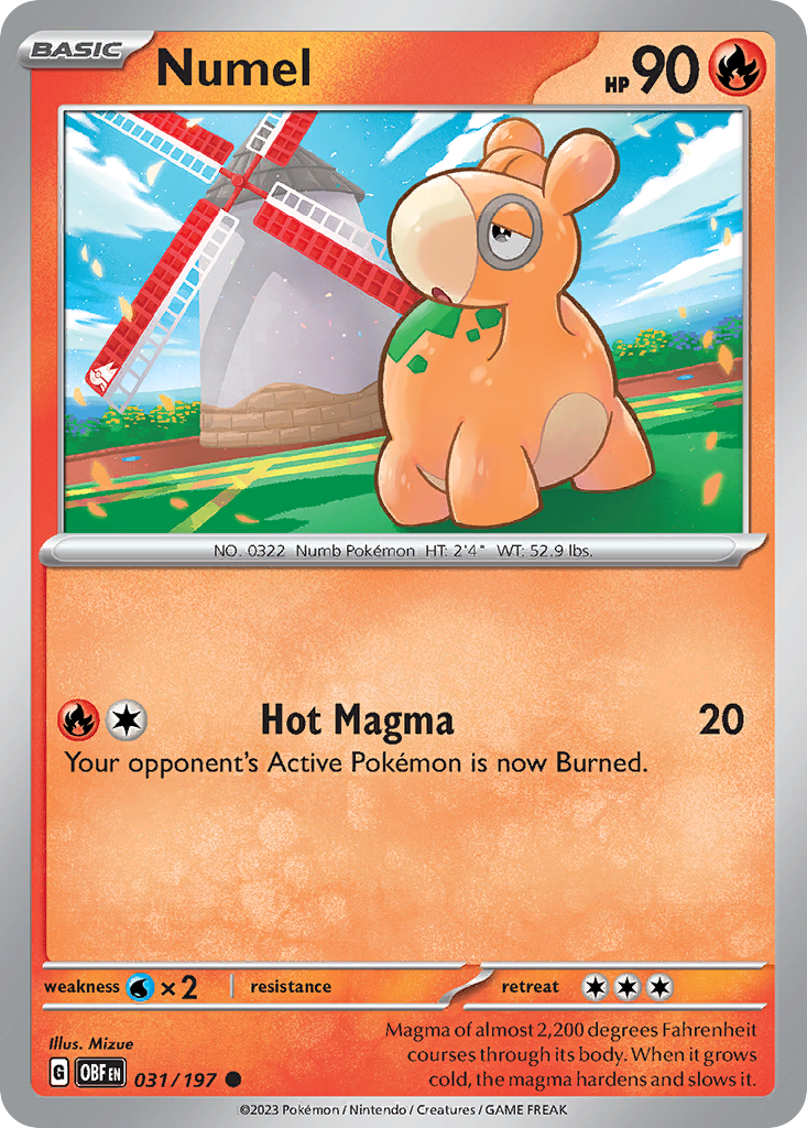 Numel - 031/197 - Obsidian Flames (Reverse Holo)