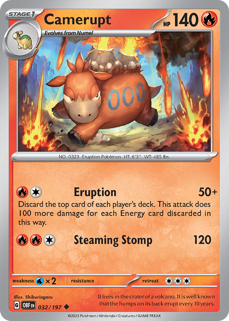 Camerupt - 032/197 - Obsidian Flames (Reverse Holo)
