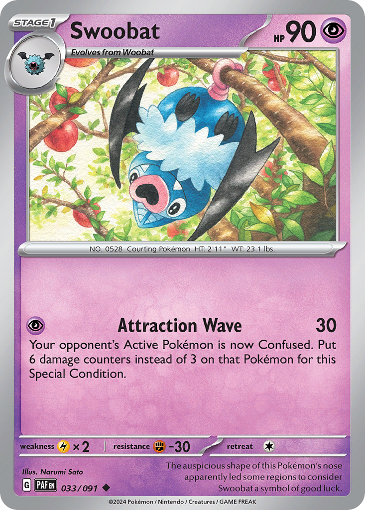 Swoobat - 033/091 - Paldean Fates (Reverse Holo)