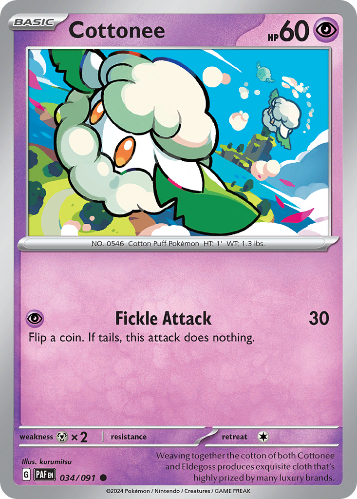 Cottonee - 034/091 - Paldean Fates (Reverse Holo)