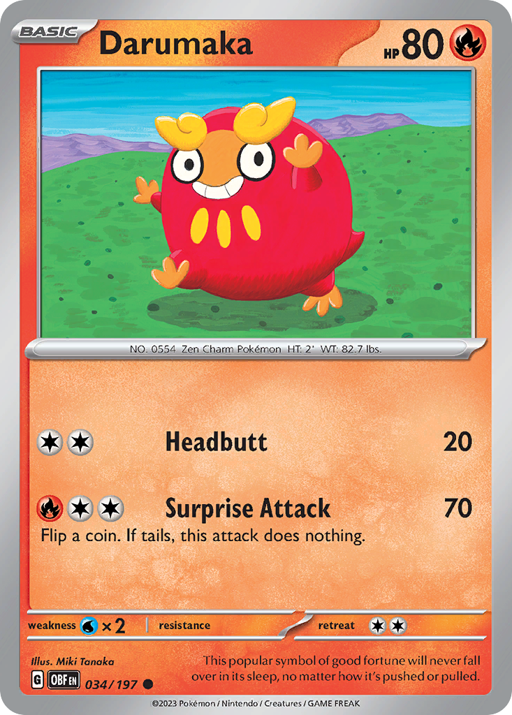 Darumaka - 034/197 - Obsidian Flames (Reverse Holo)