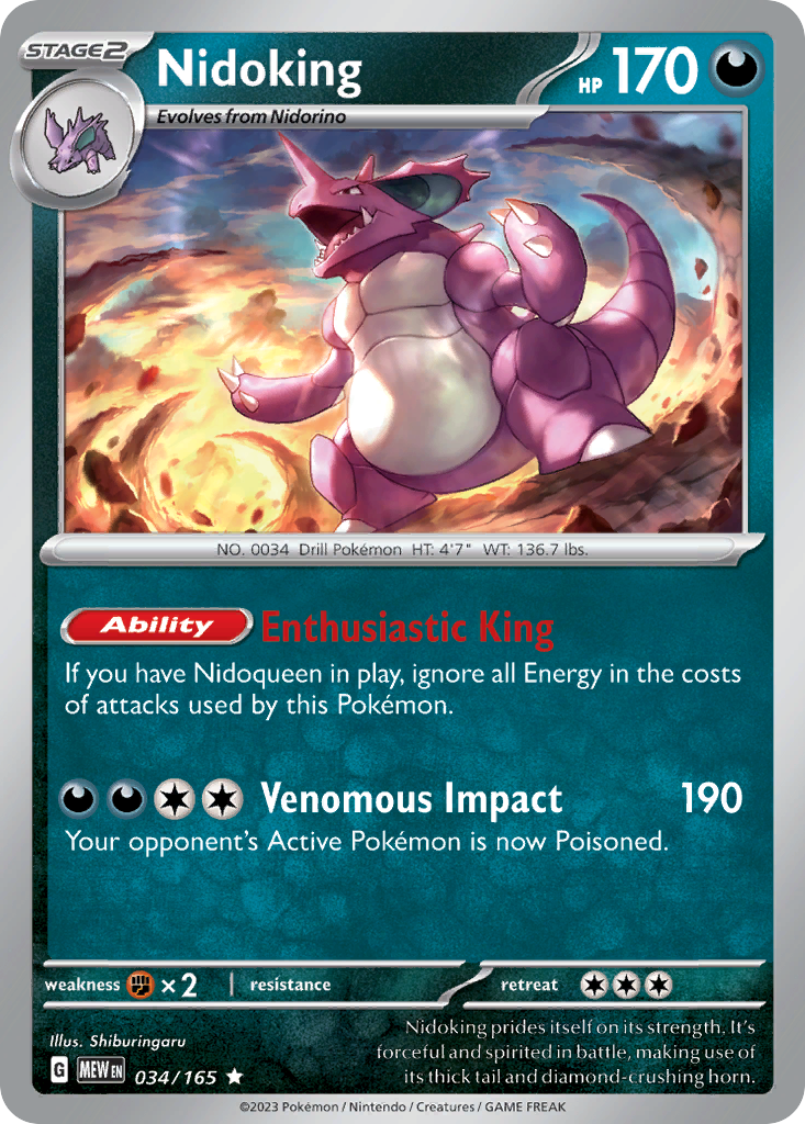 Nidoking - 034/165 -SV: Scarlet & Violet 151 (MEW) (Holo)