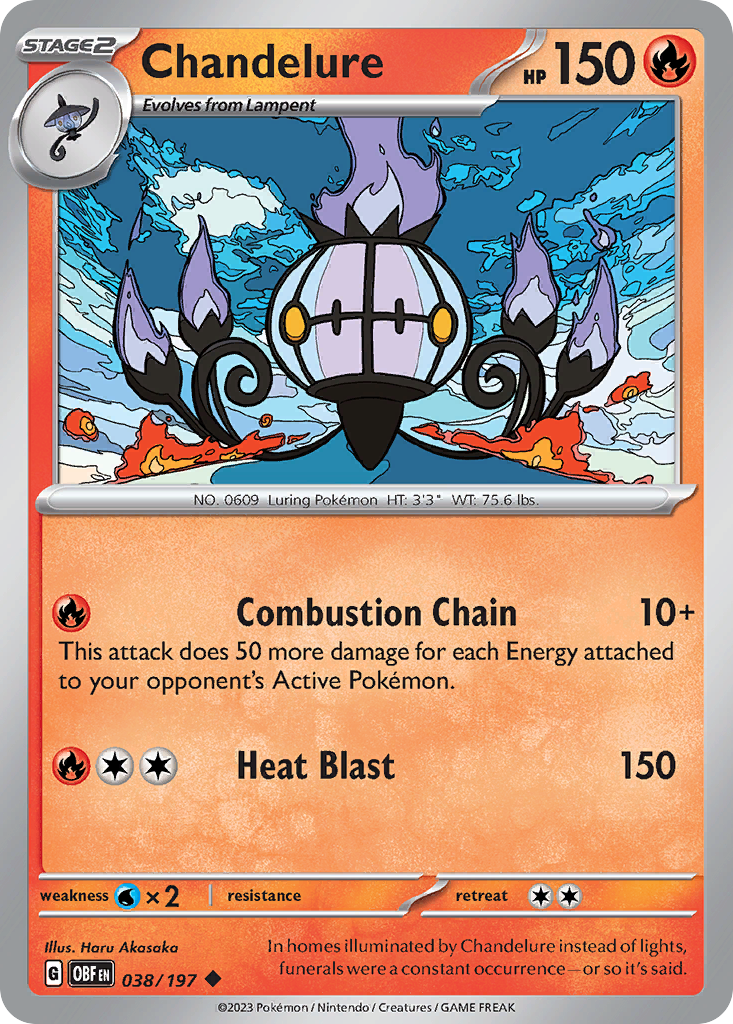 Chandelure - 038/197 - Obsidian Flames (Reverse Holo)