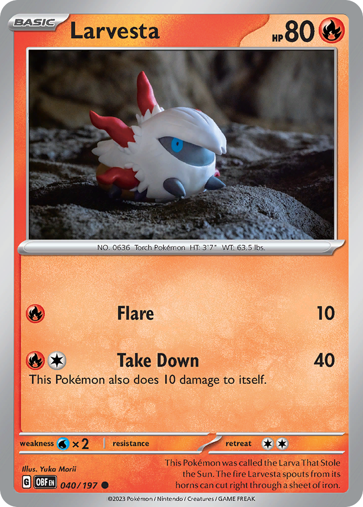 Larvesta - 040/197 - Obsidian Flames (Reverse Holo)