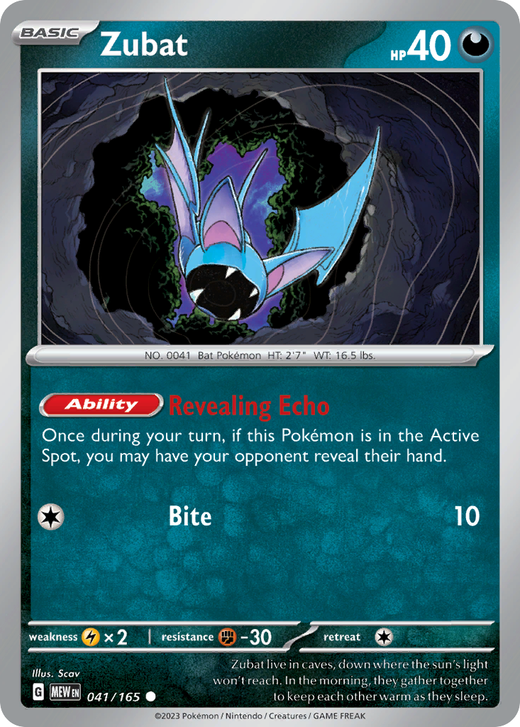Zubat - 041/165 -SV: Scarlet & Violet 151 (MEW) (Reverse Holo)