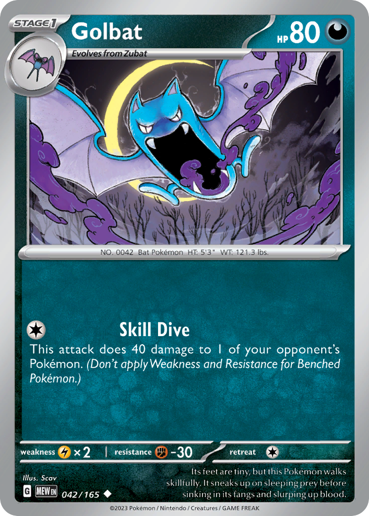 Golbat - 042/165 -SV: Scarlet & Violet 151 (MEW) (Reverse Holo)