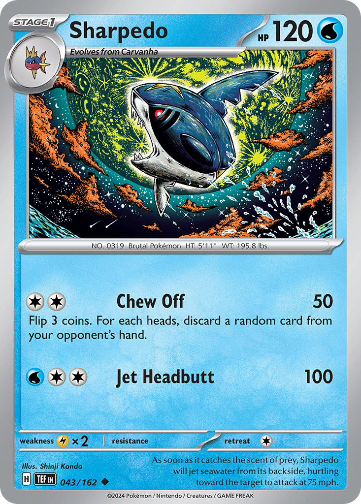 Sharpedo - 043/162 - Temporal Forces (Reverse Holo)