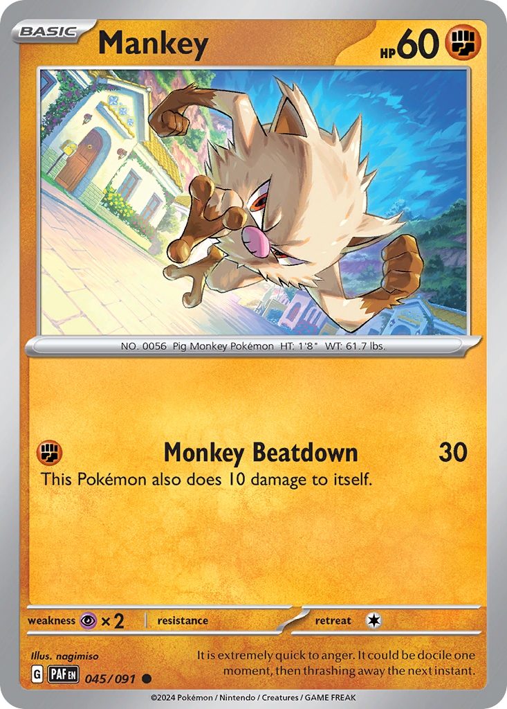 Mankey - 045/091 - Paldean Fates (Reverse Holo)