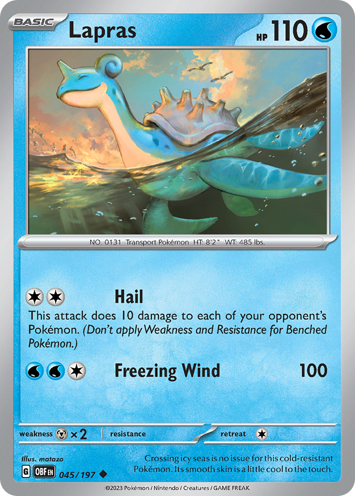 Lapras - 045/197 - Obsidian Flames (Reverse Holo)