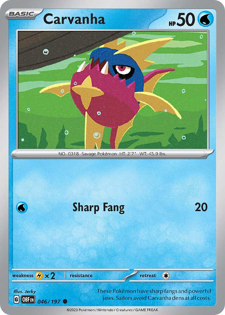Carvanha - 046/197 - Obsidian Flames (Reverse Holo)