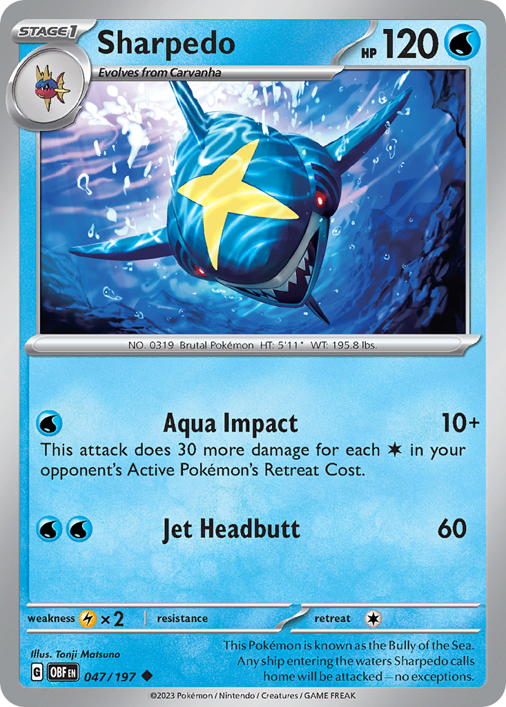 Sharpedo - 047/197 - Obsidian Flames (Reverse Holo)
