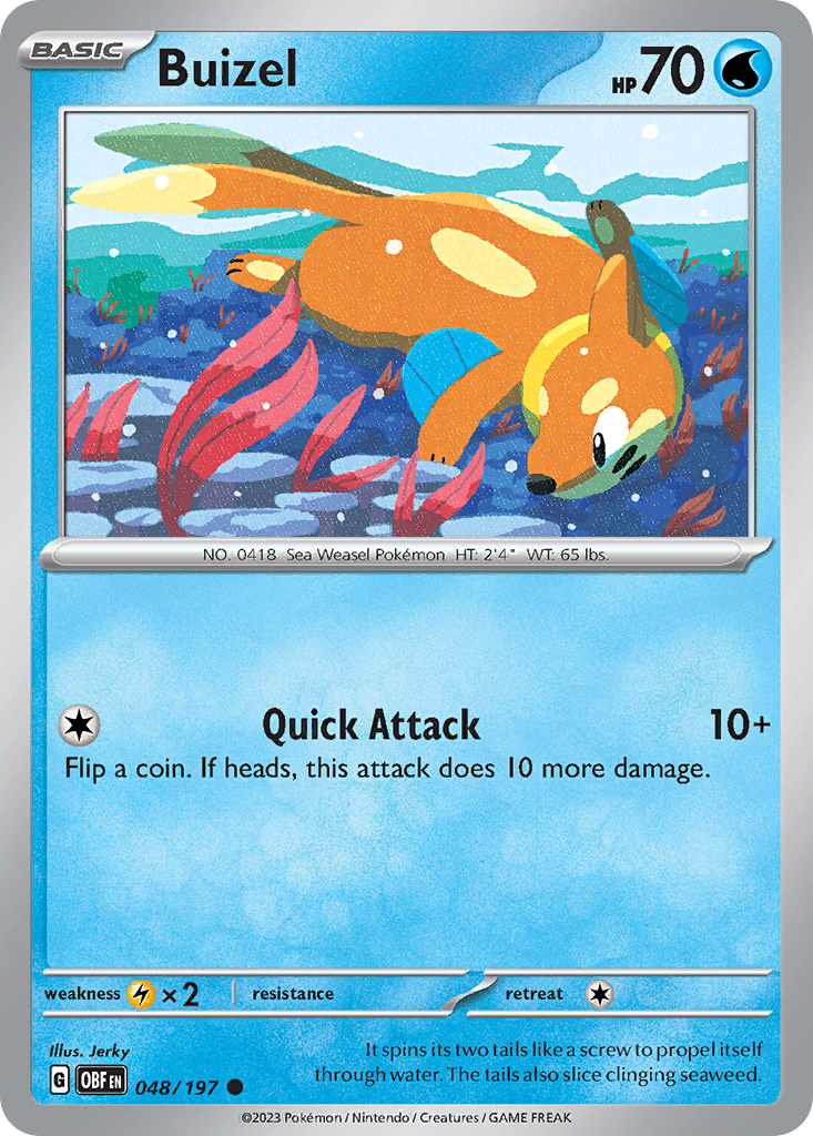Buizel - 048/197 - Obsidian Flames (Reverse Holo)