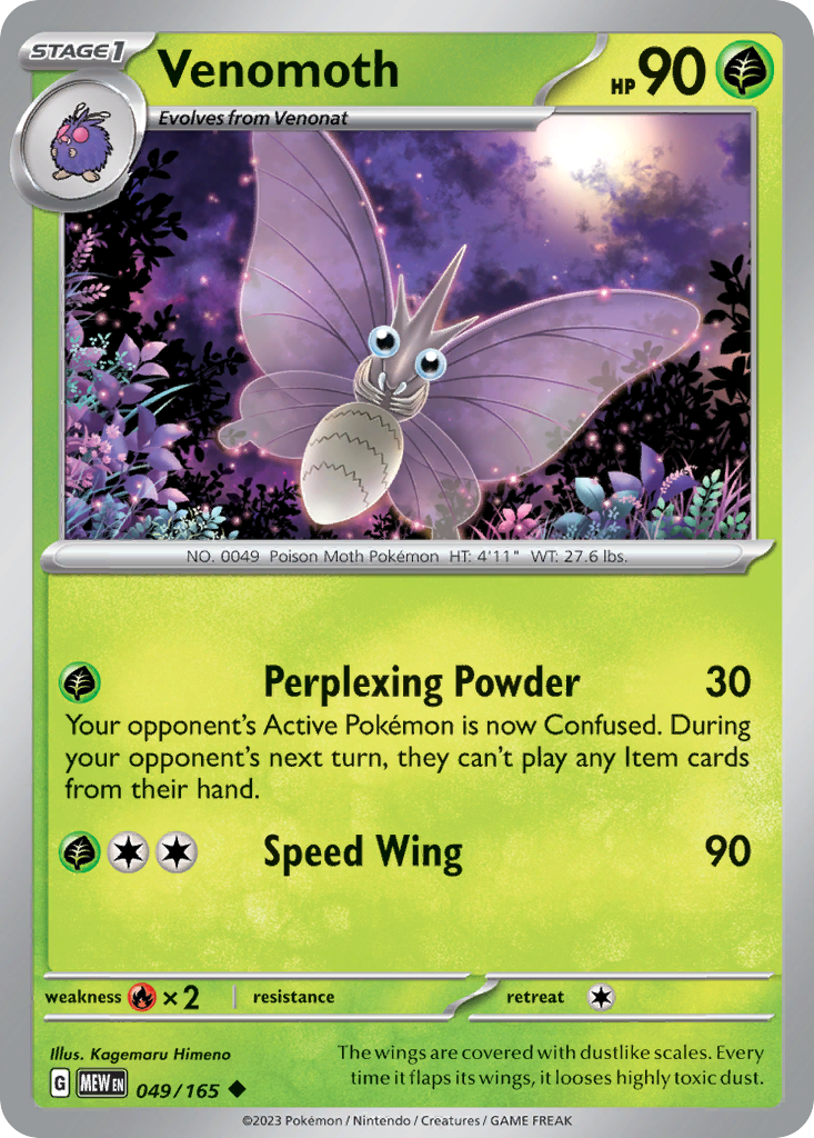 Venomoth - 049/165 -SV: Scarlet & Violet 151 (MEW) (Reverse Holo)