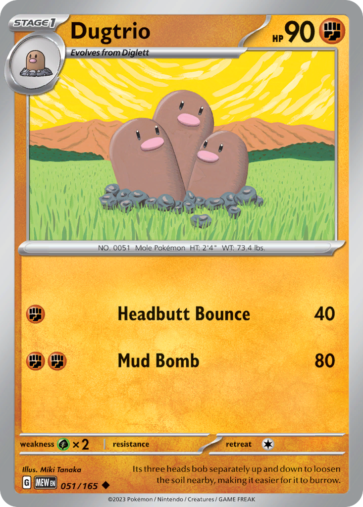 Dugtrio - 051/165 -SV: Scarlet & Violet 151 (MEW) (Reverse Holo)