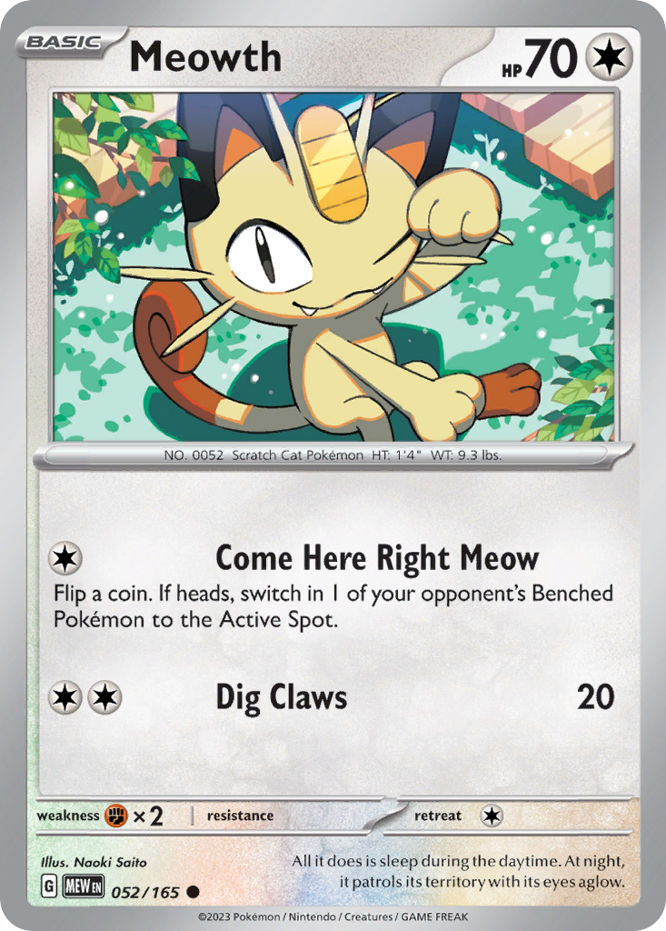 Meowth - 052/165 -SV: Scarlet & Violet 151 (MEW) (Reverse Holo)