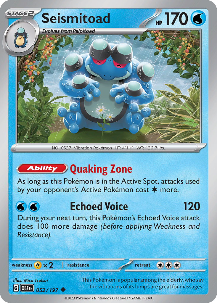 Seismitoad - 052/197 - Obsidian Flames (Reverse Holo)