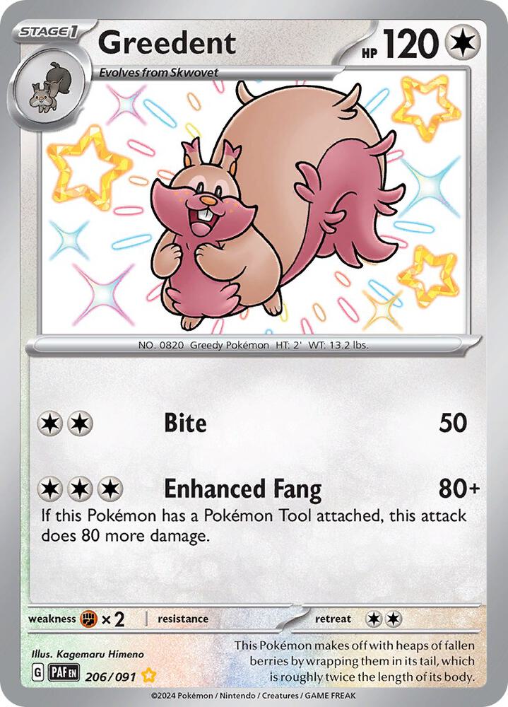 Greedent - 206/091 - SV: Paldean Fates (PAF)