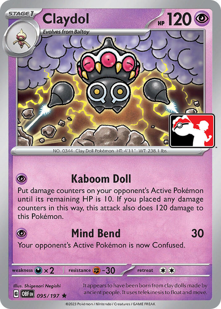 Claydol - 095/197 - Obsidian Flames (League Stamp)