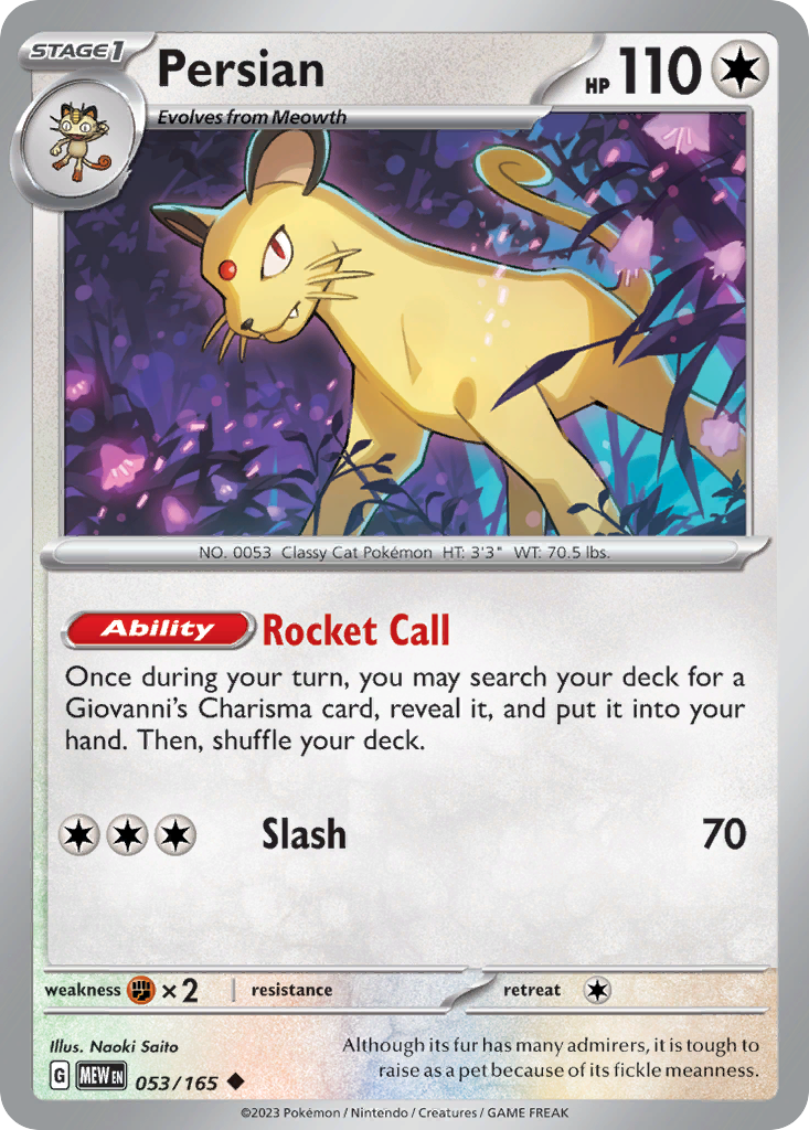 Persian - 053/165 -SV: Scarlet & Violet 151 (MEW) (Reverse Holo)