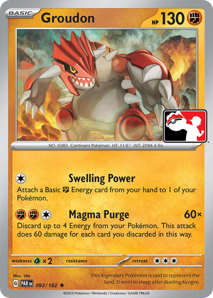 Groudon  - 093/182  - Paradox Rift  - (League Stamp)