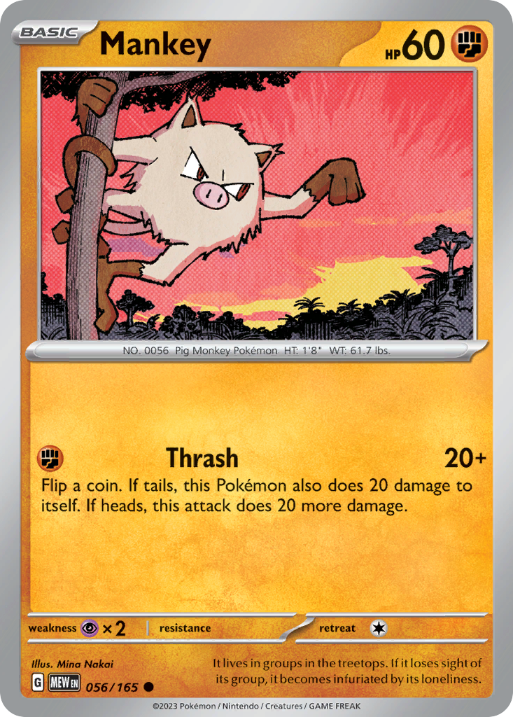 Mankey - 056/165 -SV: Scarlet & Violet 151 (MEW) (Reverse Holo)