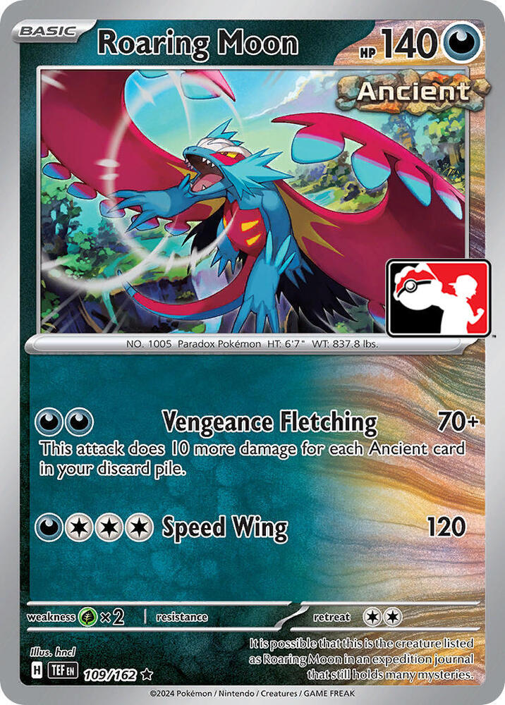 Roaring Moon - 109/162 - Temporal Forces (League Stamp Holo)