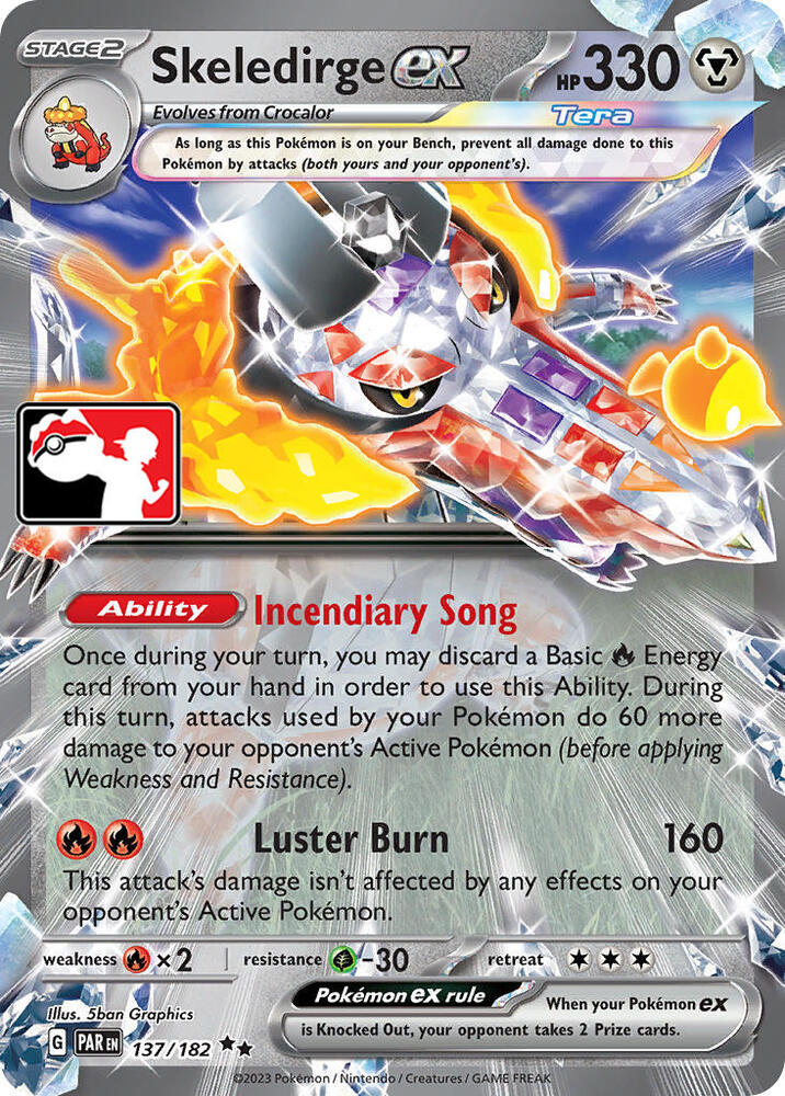 Skeledirge ex - 137/182 - Paradox Rift (sv04) (League Stamped)