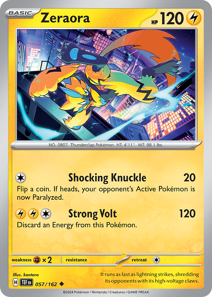 Zeraora - 057/162 - Temporal Forces (Reverse Holo)