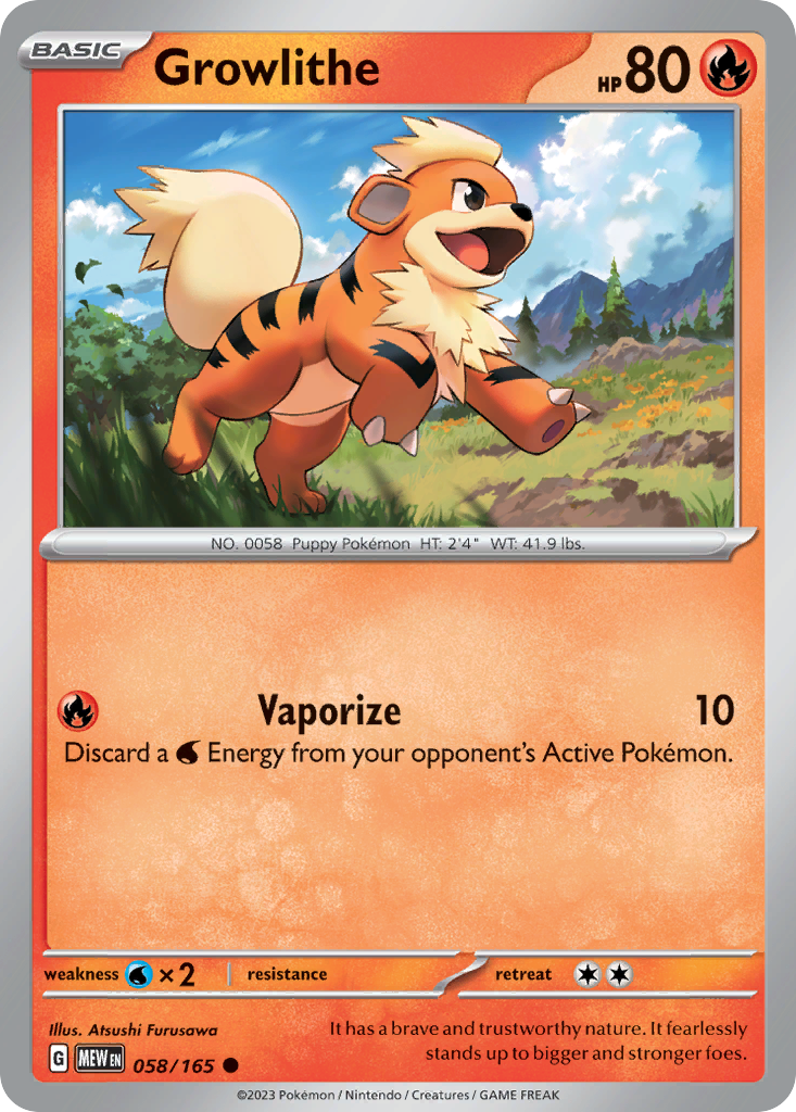 Growlithe - 058/165 -SV: Scarlet & Violet 151 (MEW) (Reverse Holo)