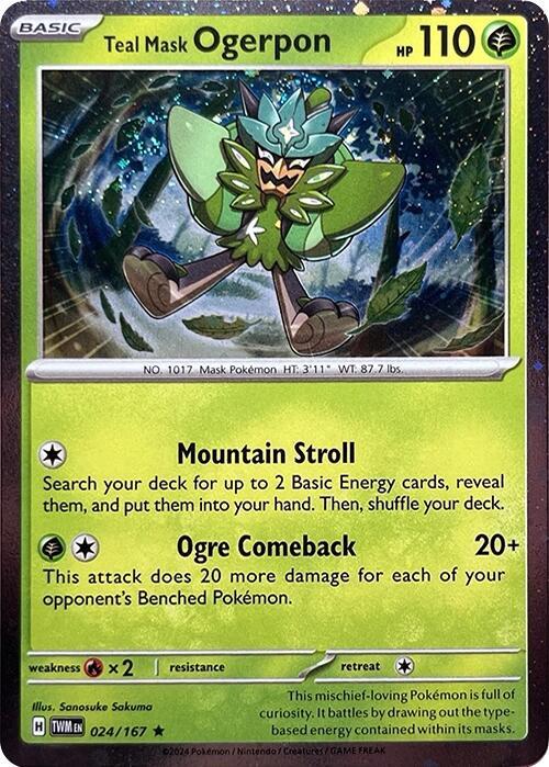 Teal Mask Ogerpon - 024/167 - SV06: Twilight Masquerade (TWM) (Cosmo Holo)