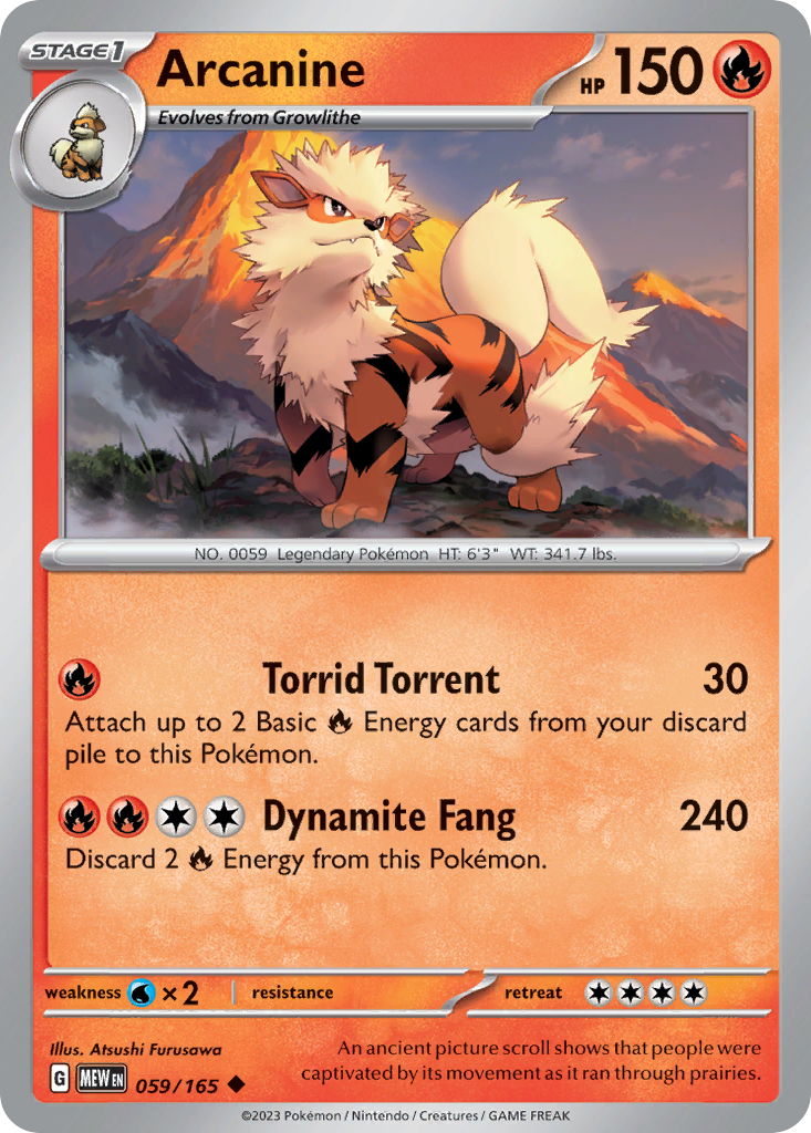 Arcanine - 059/165 -SV: Scarlet & Violet 151 (MEW) (Reverse Holo)