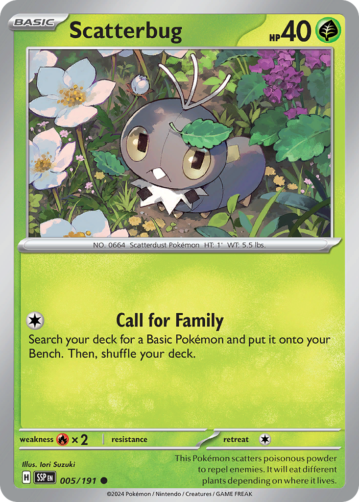 Scatterbug- 005/191 - Surging Sparks (Reverse Holo)
