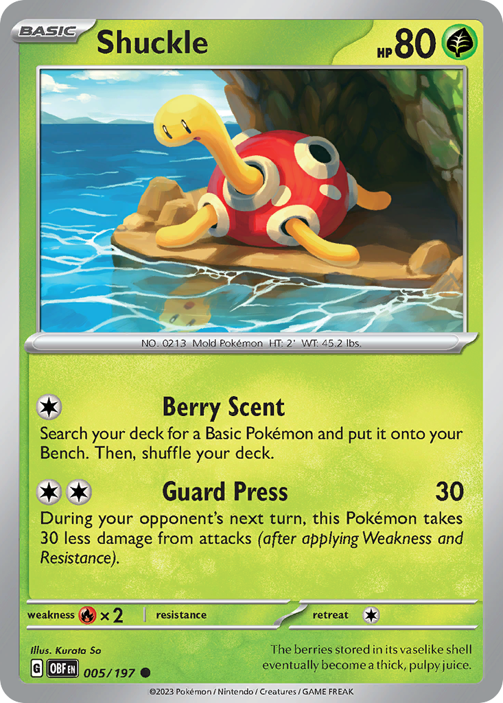 Shuckle - 005/197 - Obsidian Flames (Reverse Holo)