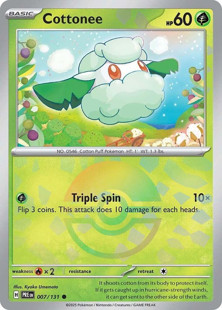 Cottonee - 007/131 - SV: Prismatic Evolutions (PRE) (Poke Ball Pattern)