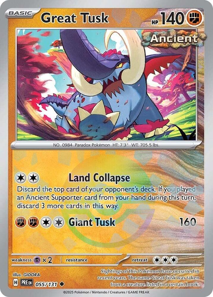 Great Tusk - 055/131 - SV: Prismatic Evolutions (PRE) (Poke Ball Pattern)