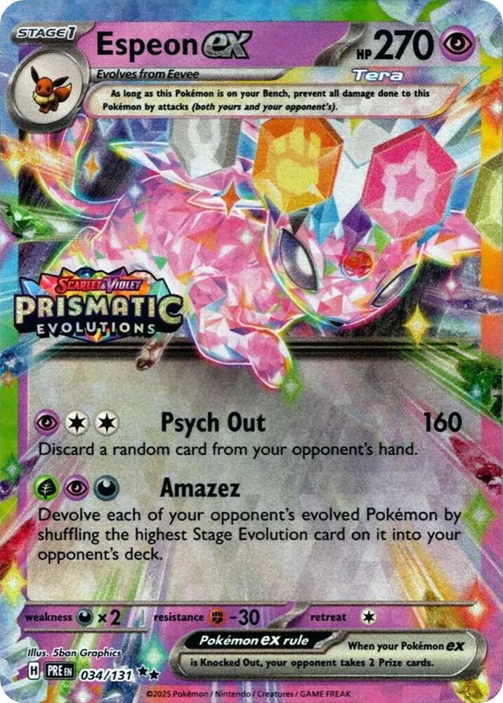 Espeon ex - 034/131 - Prismatic Evolutions (PRE) (Stamp)