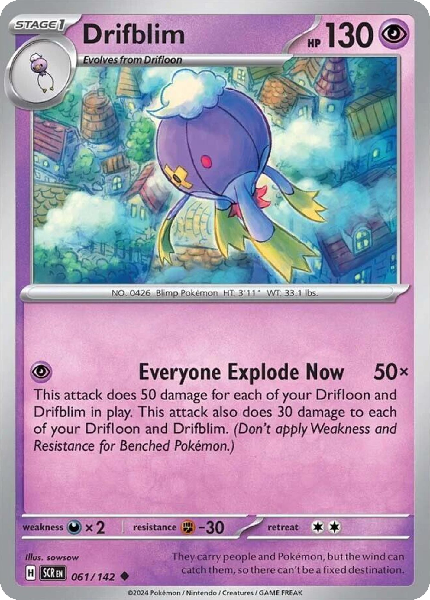 Drifblim- 061/142 - Stellar Crown (Reverse Holo)