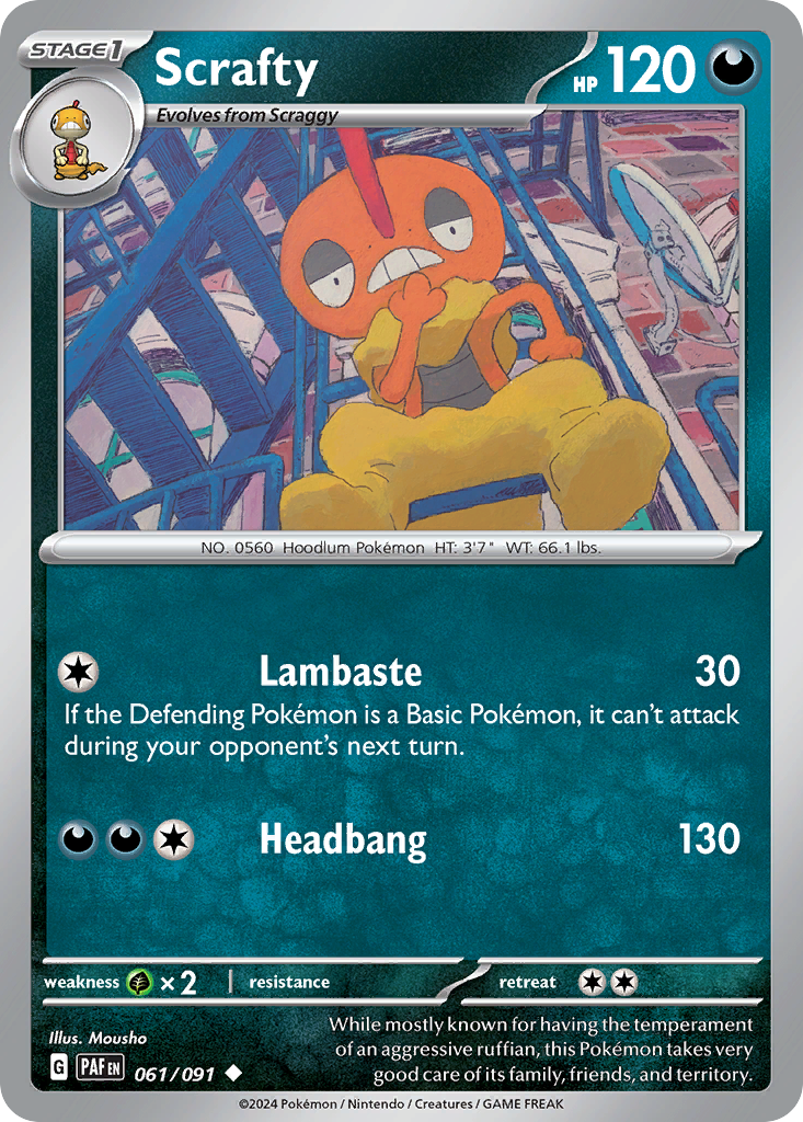 Scrafty - 061/091 - Paldean Fates (Reverse Holo)