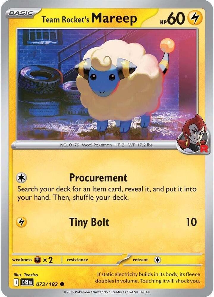 Team Rocket's Mareep - 072/182 -  SV10: Destined Rivals (DRI)