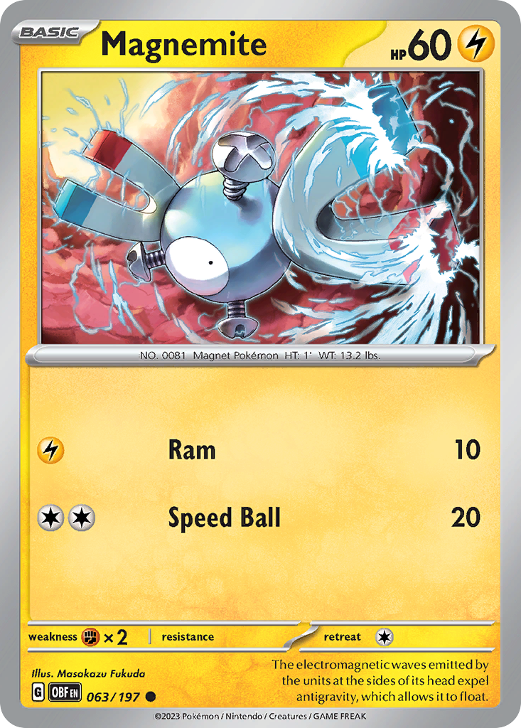 Magnemite - 063/197 - Obsidian Flames (Reverse Holo)