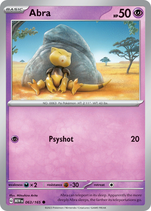 Abra - 063/165 -SV: Scarlet & Violet 151 (MEW) (Reverse Holo)
