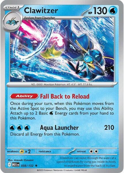 Clawitzer  - 038/132  - Mega Evolution(Reverse Holo)