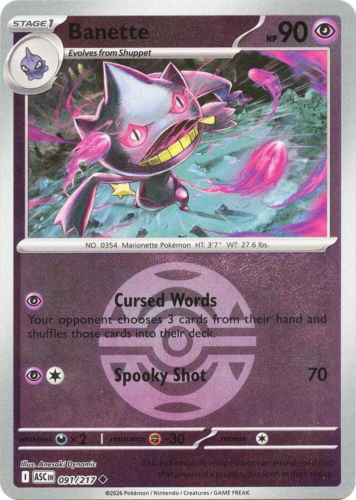 Banette - 091/217 - Ascended Heroes (me02.5) (Dusk Ball)