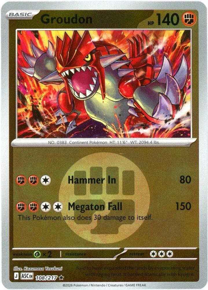 Groudon - 108/217 - Ascended Heroes (Energy Symbol Pattern)
