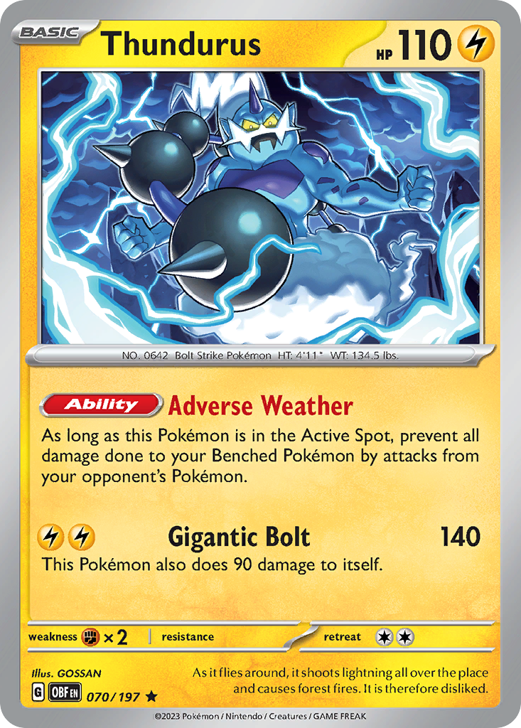 Thundurus - 070/197 - Obsidian Flames (Holo)