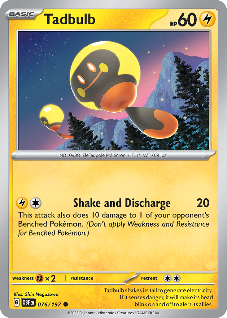 Tadbulb - 076/197 - Obsidian Flames (Reverse Holo)