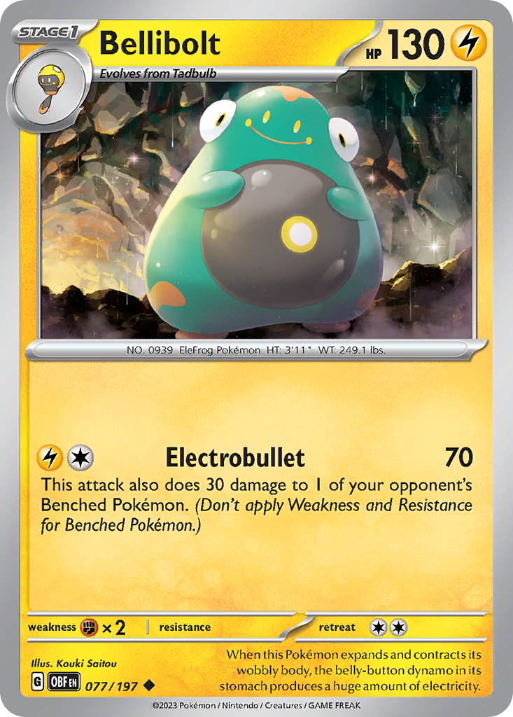 Bellibolt - 077/197 - Obsidian Flames (Reverse Holo)